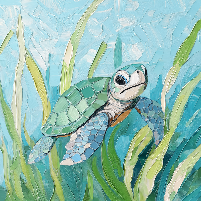 Baby Sea Turtle in Grass PNG